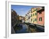 Boats and Colorful Reflections of Homes in Canal, Burano, Italy-Dennis Flaherty-Framed Photographic Print