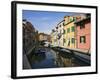 Boats and Colorful Reflections of Homes in Canal, Burano, Italy-Dennis Flaherty-Framed Photographic Print