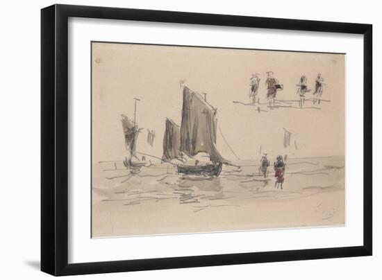 Boats and Fishermen-Eugène Boudin-Framed Giclee Print