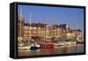 Boats and Harbour, Ostend, Belgium-Jenny Pate-Framed Stretched Canvas