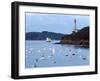 Boats and Lighthouse at Phare Du Portzic, Goulet De Brest, Finistere, Brittany, France-null-Framed Photographic Print