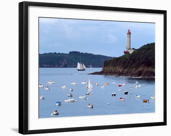 Boats and Lighthouse at Phare Du Portzic, Goulet De Brest, Finistere, Brittany, France-null-Framed Photographic Print