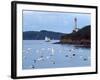 Boats and Lighthouse at Phare Du Portzic, Goulet De Brest, Finistere, Brittany, France-null-Framed Photographic Print