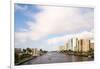 Boats and modern buildings on the Intracoastal Waterway in Fort Lauderdale, Broward County, Flor...-null-Framed Photographic Print