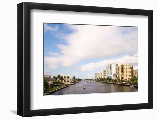 Boats and modern buildings on the Intracoastal Waterway in Fort Lauderdale, Broward County, Flor...-null-Framed Photographic Print