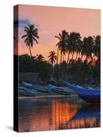 Boats and Palm Trees at Sunset at This Fishing Beach and Popular Tourist Surf Spot, Arugam Bay, Eas-Robert Francis-Stretched Canvas
