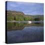 Boats and Reflections, Coniston Water, Lake District National Park, Cumbria, England, UK-Roy Rainford-Stretched Canvas