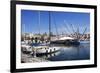 Boats and the Bigo at the Old Port in Genoa, Liguria, Italy, Europe-Mark Sunderland-Framed Photographic Print