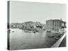 Boats and Warehouses on the River Thames, Lambeth, London, 1906-null-Stretched Canvas