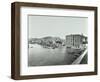 Boats and Warehouses on the River Thames, Lambeth, London, 1906-null-Framed Photographic Print