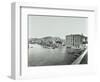 Boats and Warehouses on the River Thames, Lambeth, London, 1906-null-Framed Photographic Print