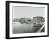 Boats and Warehouses on the River Thames, Lambeth, London, 1906-null-Framed Premium Photographic Print