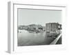 Boats and Warehouses on the River Thames, Lambeth, London, 1906-null-Framed Premium Photographic Print