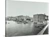 Boats and Warehouses on the River Thames, Lambeth, London, 1906-null-Stretched Canvas