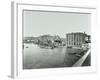 Boats and Warehouses on the River Thames, Lambeth, London, 1906-null-Framed Photographic Print