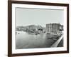 Boats and Warehouses on the River Thames, Lambeth, London, 1906-null-Framed Photographic Print
