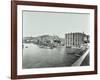 Boats and Warehouses on the River Thames, Lambeth, London, 1906-null-Framed Photographic Print