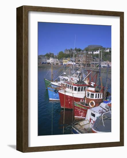 Boats and Waterfront, Mccaig's Tower on Hill, Oban, Argyll, Strathclyde, Scotland, UK, Europe-Geoff Renner-Framed Photographic Print