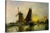 Boats and windmills in Holland. (1868).-Johan Barthold Jongkind-Stretched Canvas