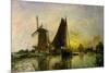 Boats and windmills in Holland. (1868).-Johan Barthold Jongkind-Mounted Giclee Print