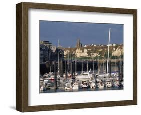 Boats and Yachts in the Harbour and Cliffs Beyond, Dieppe, Haute Normandie, France-Thouvenin Guy-Framed Photographic Print
