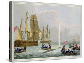 Boats Approaching a Whale, Engraved by Matthew Dubourg-John Heaviside Clark-Stretched Canvas