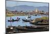 Boats Arriving at Nampan Local Market, Inle Lake, Shan State, Myanmar (Burma), Asia-Stuart Black-Mounted Photographic Print