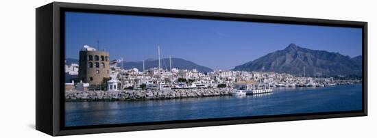 Boats at a Harbor, Puerto Banus, Marbella, Costa Del Sol, Andalusia, Spain-null-Framed Stretched Canvas