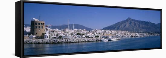 Boats at a Harbor, Puerto Banus, Marbella, Costa Del Sol, Andalusia, Spain-null-Framed Stretched Canvas