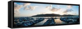 Boats at a Marina at Dusk, Shangri-La Hotel, Cairns, Queensland, Australia-null-Framed Stretched Canvas