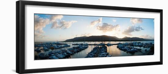 Boats at a Marina at Dusk, Shangri-La Hotel, Cairns, Queensland, Australia-null-Framed Photographic Print