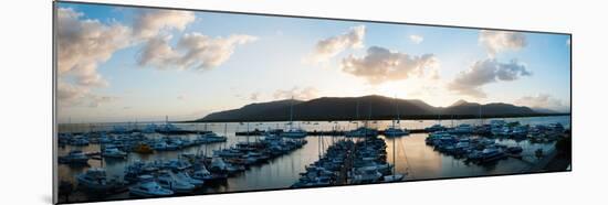 Boats at a Marina at Dusk, Shangri-La Hotel, Cairns, Queensland, Australia-null-Mounted Photographic Print