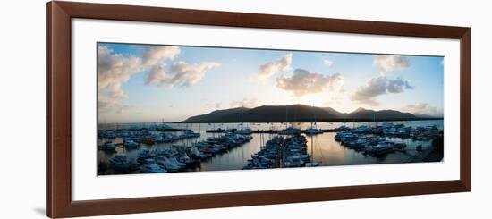 Boats at a Marina at Dusk, Shangri-La Hotel, Cairns, Queensland, Australia-null-Framed Photographic Print