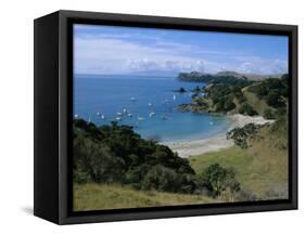 Boats at Anchorage, Waiheke Island, Central Auckland, North Island, New Zealand, Pacific-D H Webster-Framed Stretched Canvas