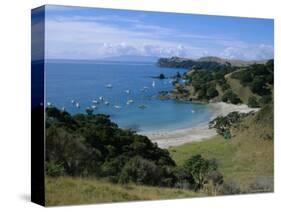 Boats at Anchorage, Waiheke Island, Central Auckland, North Island, New Zealand, Pacific-D H Webster-Stretched Canvas