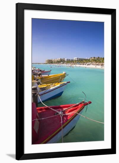 Boats at Fishermans Pier, Palm Beach, Aruba, Netherlands Antilles, Caribbean, Central America-Jane Sweeney-Framed Photographic Print