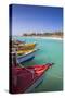 Boats at Fishermans Pier, Palm Beach, Aruba, Netherlands Antilles, Caribbean, Central America-Jane Sweeney-Stretched Canvas