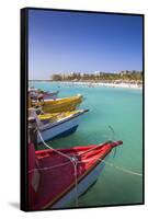 Boats at Fishermans Pier, Palm Beach, Aruba, Netherlands Antilles, Caribbean, Central America-Jane Sweeney-Framed Stretched Canvas