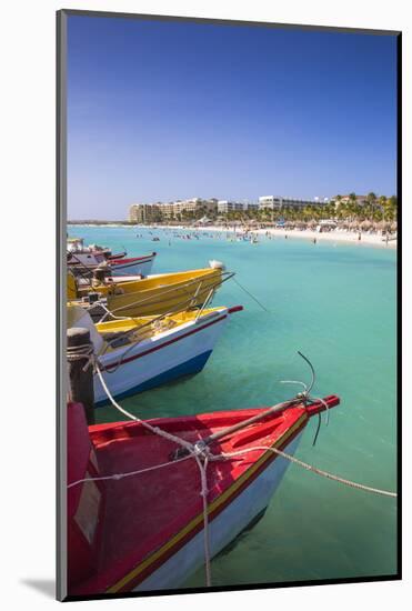 Boats at Fishermans Pier, Palm Beach, Aruba, Netherlands Antilles, Caribbean, Central America-Jane Sweeney-Mounted Photographic Print