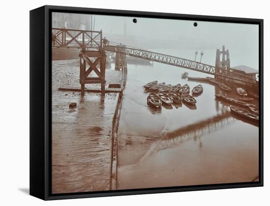 Boats at Limehouse Pier, Poplar, London, 1908-null-Framed Stretched Canvas