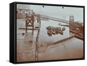 Boats at Limehouse Pier, Poplar, London, 1908-null-Framed Stretched Canvas