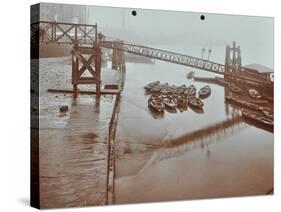 Boats at Limehouse Pier, Poplar, London, 1908-null-Stretched Canvas
