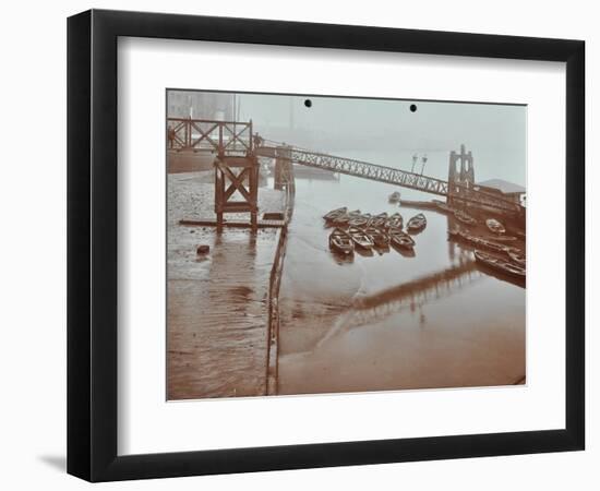 Boats at Limehouse Pier, Poplar, London, 1908-null-Framed Photographic Print