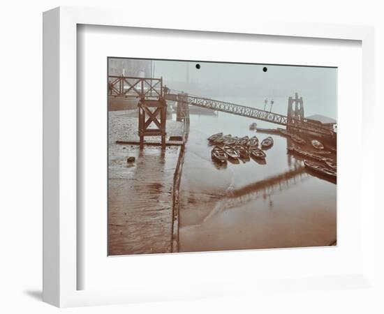 Boats at Limehouse Pier, Poplar, London, 1908-null-Framed Photographic Print