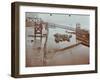 Boats at Limehouse Pier, Poplar, London, 1908-null-Framed Premium Photographic Print