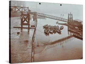 Boats at Limehouse Pier, Poplar, London, 1908-null-Stretched Canvas