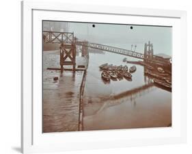 Boats at Limehouse Pier, Poplar, London, 1908-null-Framed Photographic Print