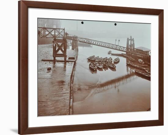 Boats at Limehouse Pier, Poplar, London, 1908-null-Framed Photographic Print