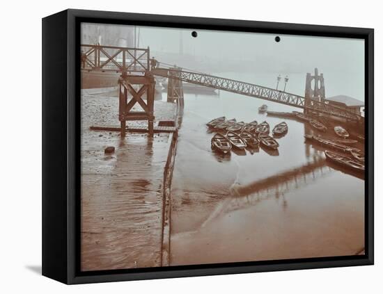 Boats at Limehouse Pier, Poplar, London, 1908-null-Framed Stretched Canvas