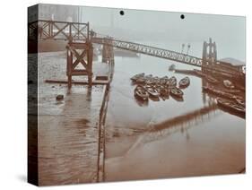 Boats at Limehouse Pier, Poplar, London, 1908-null-Stretched Canvas